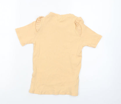 Zara Girls Yellow  Cotton Pullover T-Shirt Size 11-12 Years Crew Neck Pullover