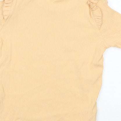Zara Girls Yellow  Cotton Pullover T-Shirt Size 11-12 Years Crew Neck Pullover