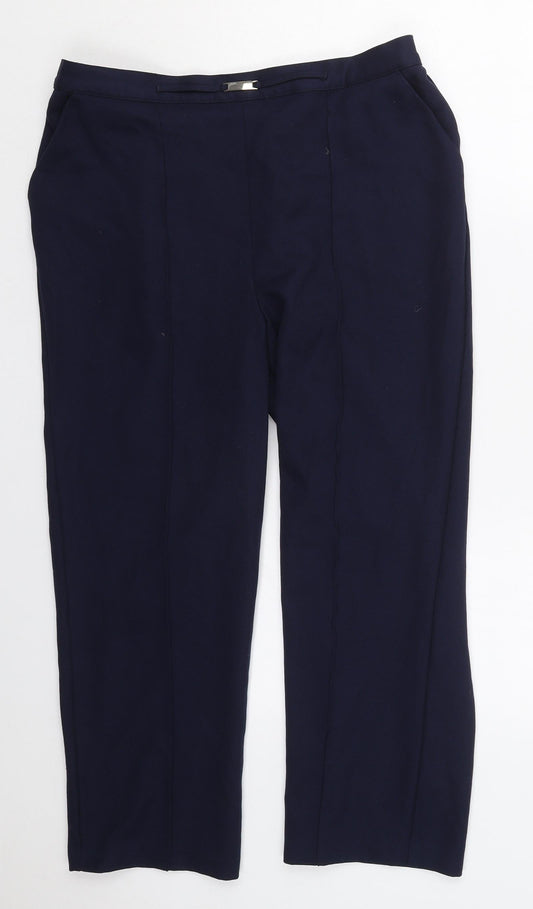 Matalan Womens Blue  Polyester Trousers  Size 16 L24 in Regular
