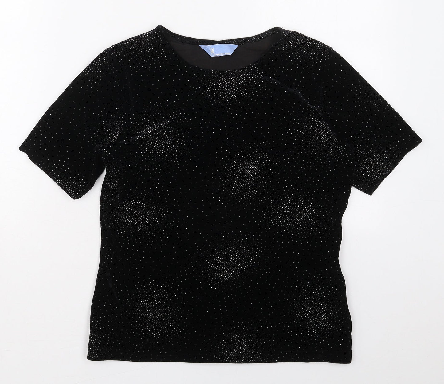 Jac Womens Black  Polyester Basic T-Shirt Size 10 Round Neck