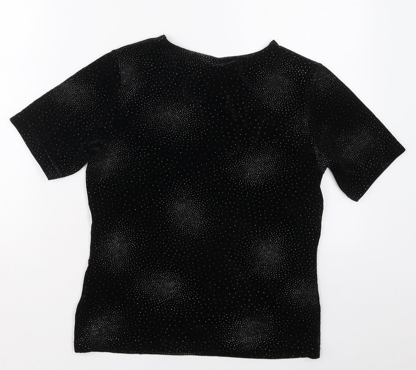 Jac Womens Black  Polyester Basic T-Shirt Size 10 Round Neck