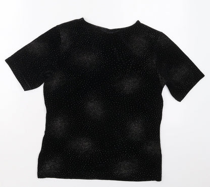 Jac Womens Black  Polyester Basic T-Shirt Size 10 Round Neck