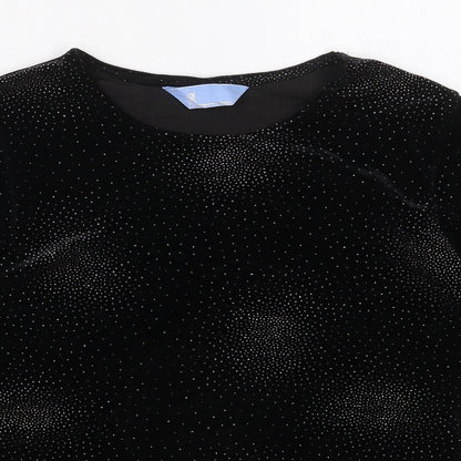 Jac Womens Black  Polyester Basic T-Shirt Size 10 Round Neck
