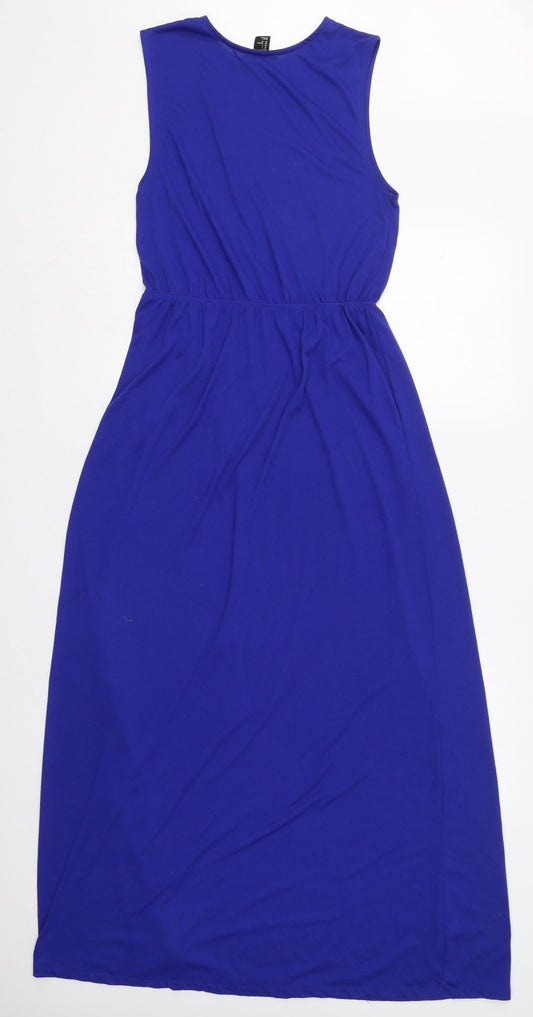 H&M Womens Blue  Polyester Maxi  Size S  Round Neck Pullover