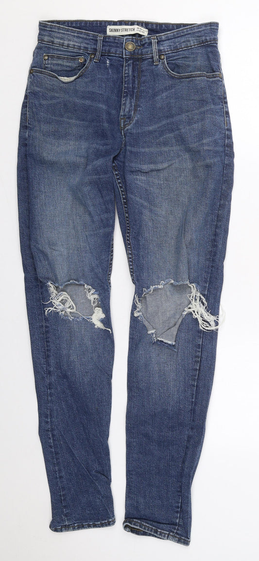 New Look Mens Blue  Cotton Skinny Jeans Size 32 L30 in Regular Button