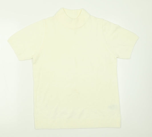 Damart Womens Ivory High Neck  Acrylic Pullover Jumper Size 14