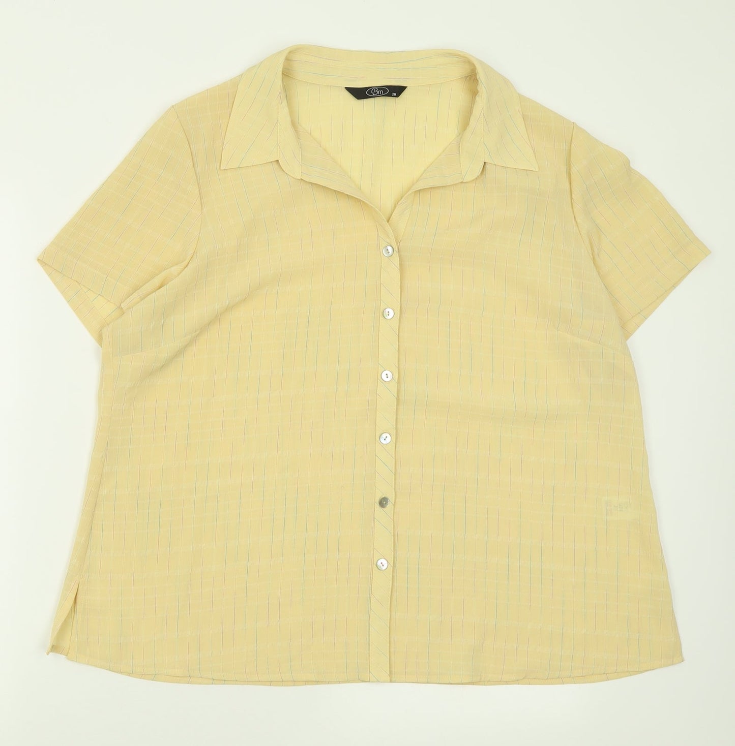 Womens UK Size 20 BM Yellow Basic Button-Up
