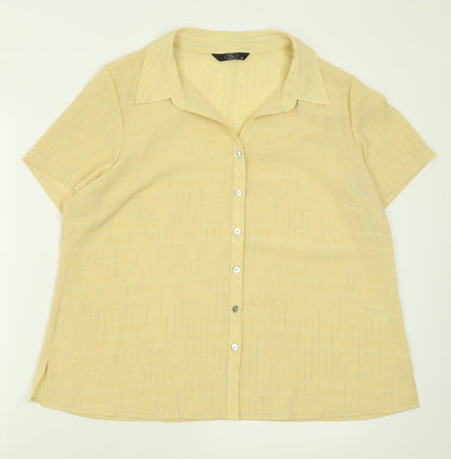 Womens UK Size 20 BM Yellow Basic Button-Up