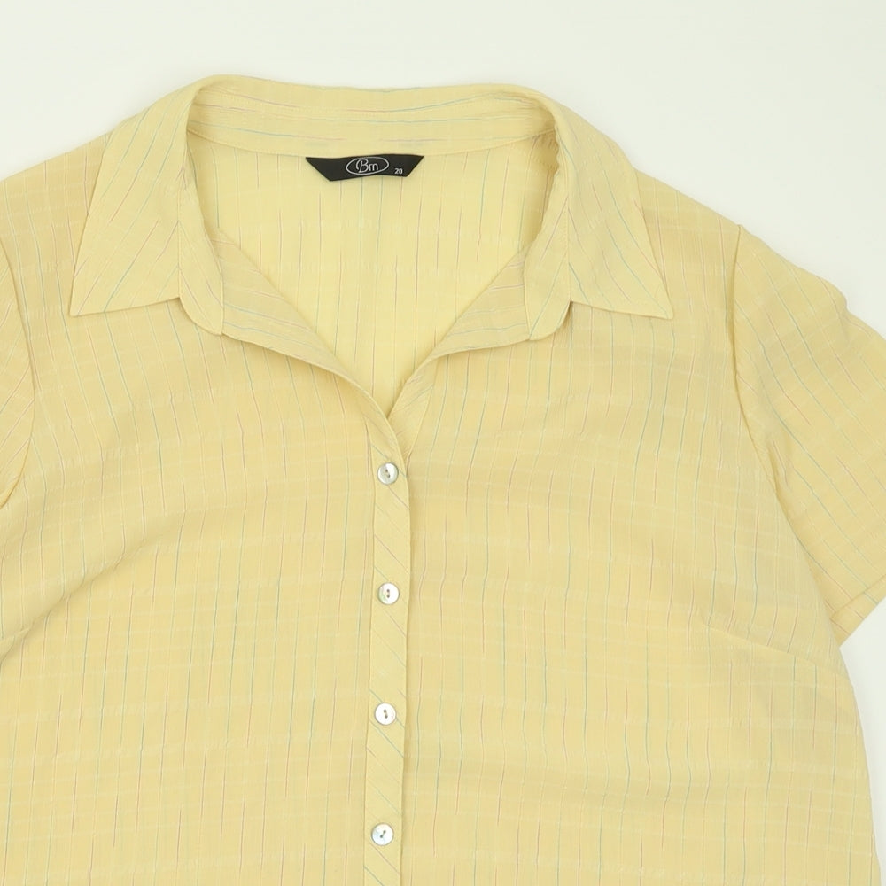 Womens UK Size 20 BM Yellow Basic Button-Up