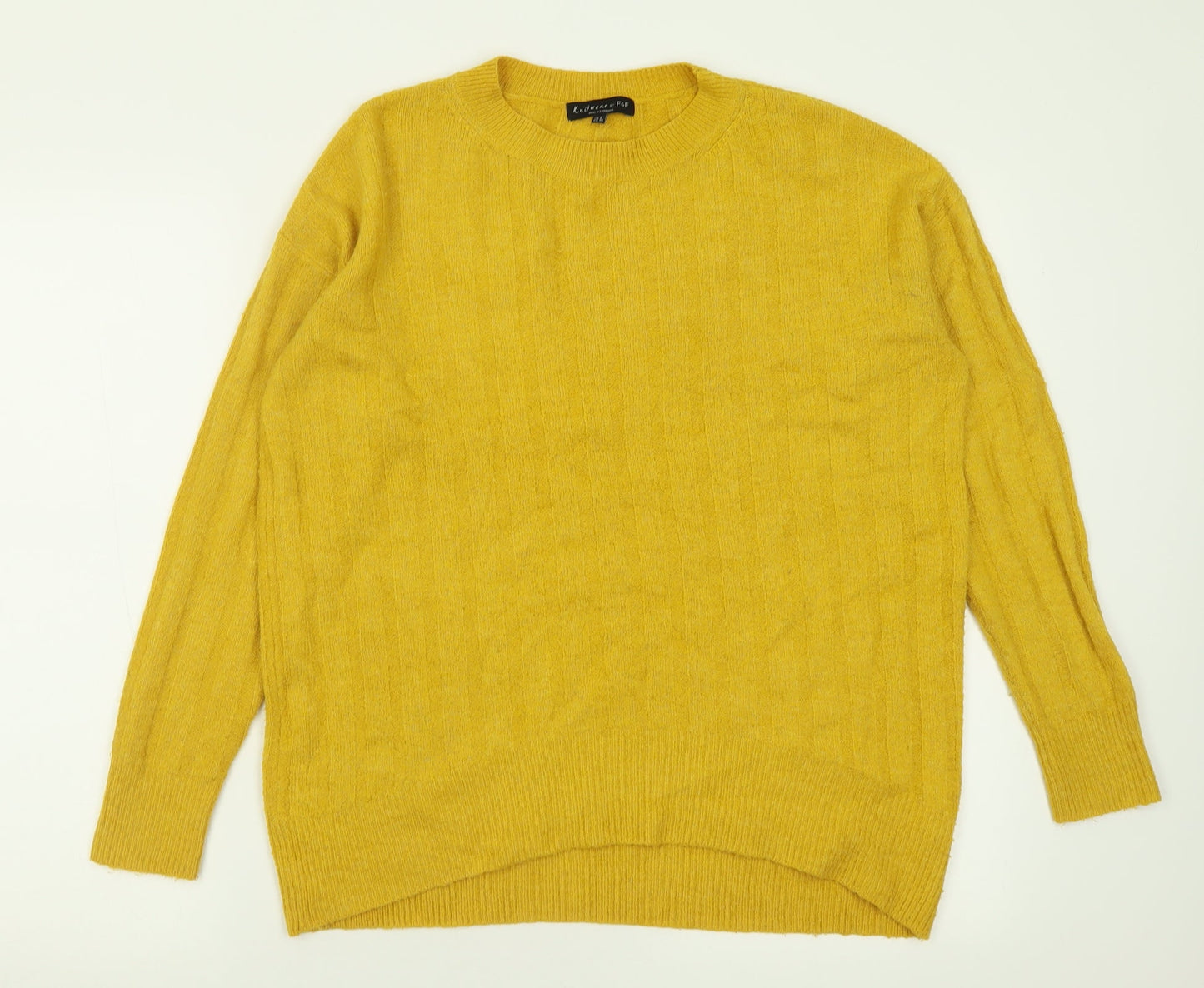 F&F Womens Yellow Collared  Acrylic Pullover Jumper Size 8