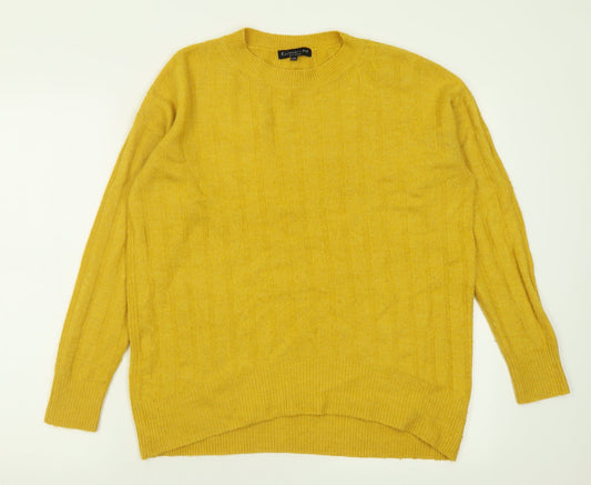 F&F Womens Yellow Collared  Acrylic Pullover Jumper Size 8