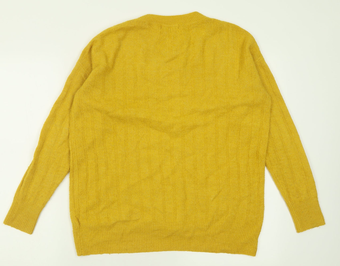 F&F Womens Yellow Collared  Acrylic Pullover Jumper Size 8