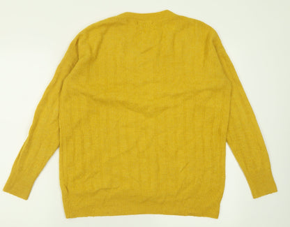 F&F Womens Yellow Collared  Acrylic Pullover Jumper Size 8