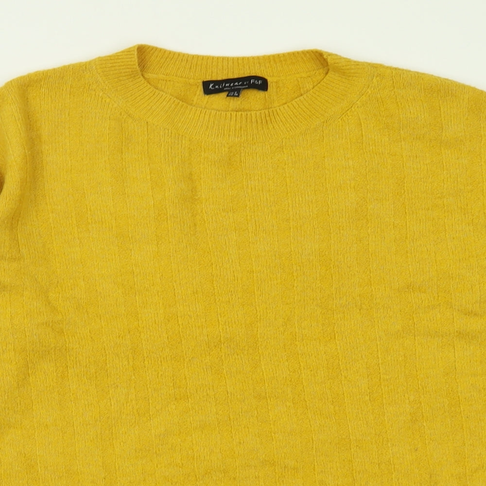 F&F Womens Yellow Collared  Acrylic Pullover Jumper Size 8