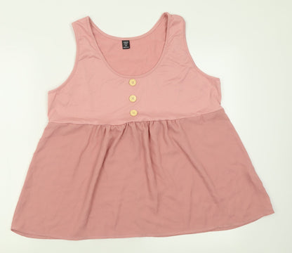 SheIn Womens Pink  Polyester Basic Tank Size XL Scoop Neck