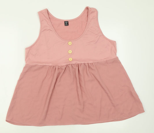 SheIn Womens Pink  Polyester Basic Tank Size XL Scoop Neck
