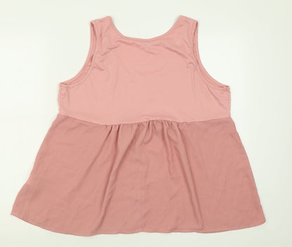 SheIn Womens Pink  Polyester Basic Tank Size XL Scoop Neck