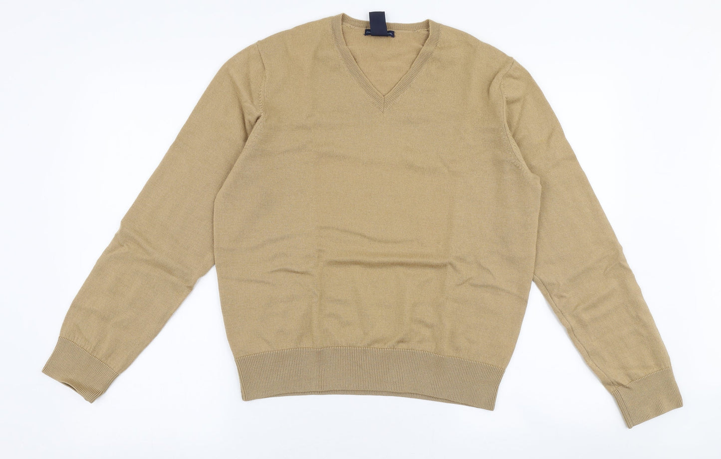 Gap Mens Beige V-Neck  Wool Pullover Jumper Size M