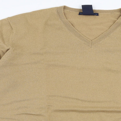 Gap Mens Beige V-Neck  Wool Pullover Jumper Size M