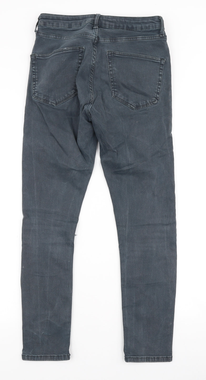 Topshop Womens Grey  Cotton Skinny Jeans Size 28 in L28 in Slim Zip