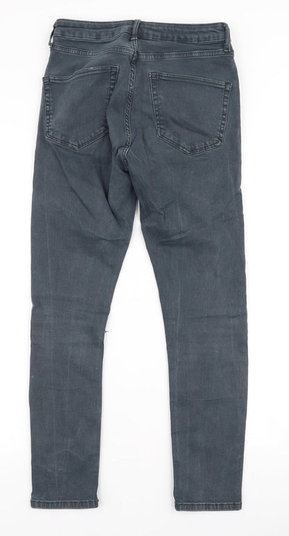 Topshop Womens Grey  Cotton Skinny Jeans Size 28 in L28 in Slim Zip