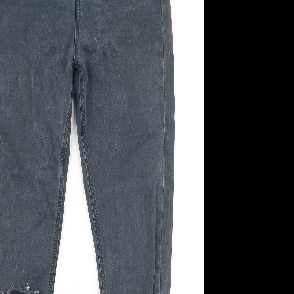 Topshop Womens Grey  Cotton Skinny Jeans Size 28 in L28 in Slim Zip