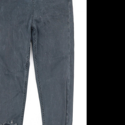 Topshop Womens Grey  Cotton Skinny Jeans Size 28 in L28 in Slim Zip