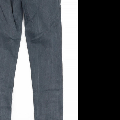 Topshop Womens Grey  Cotton Skinny Jeans Size 28 in L28 in Slim Zip