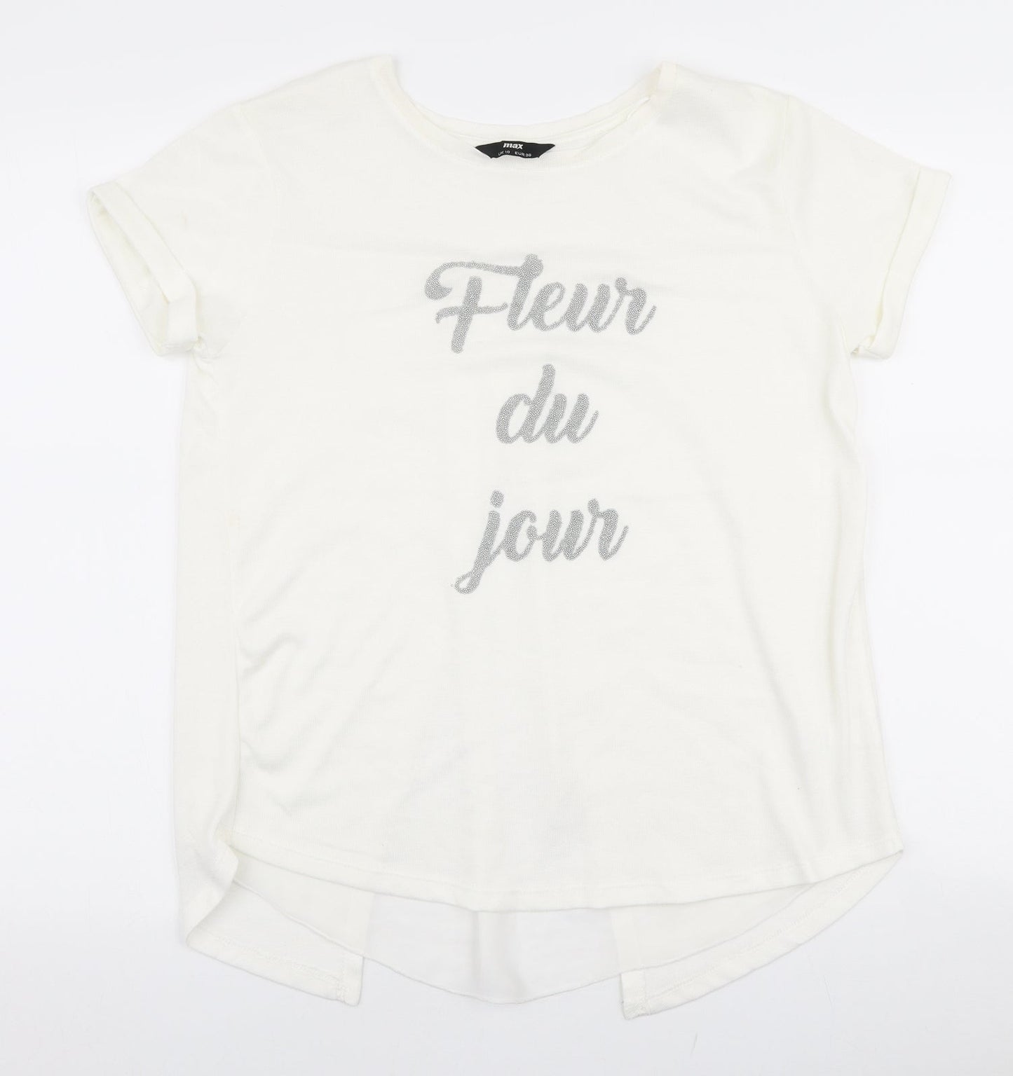 Womens UK Size 10 Max White Jersey T-Shirt