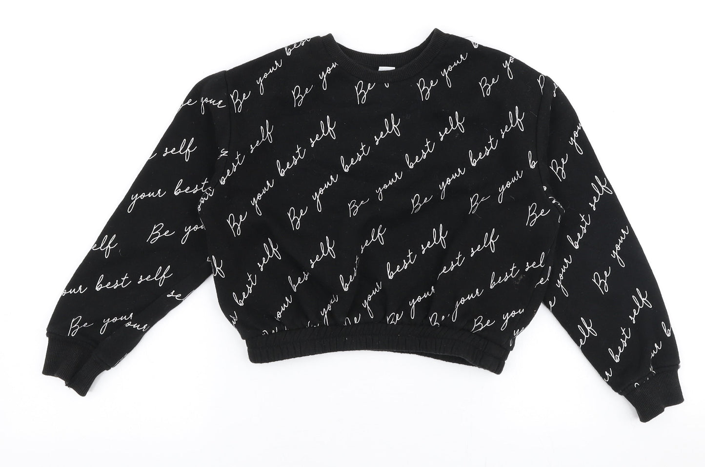 Primark Girls Black  Cotton Pullover Sweatshirt Size 9-10 Years  Pullover - Be your best self
