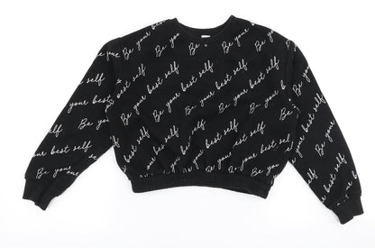 Primark Girls Black  Cotton Pullover Sweatshirt Size 9-10 Years  Pullover - Be your best self