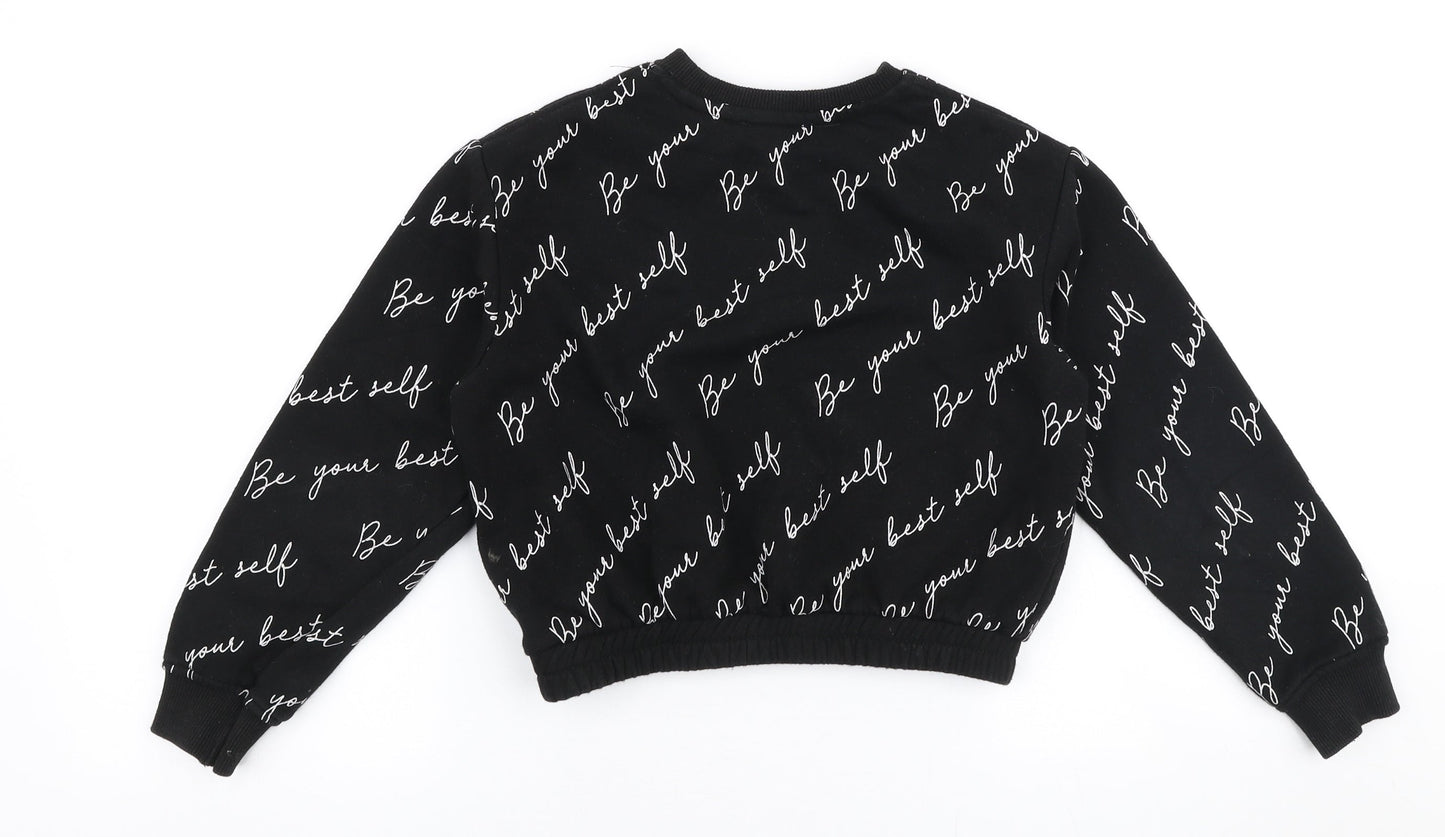 Primark Girls Black  Cotton Pullover Sweatshirt Size 9-10 Years  Pullover - Be your best self