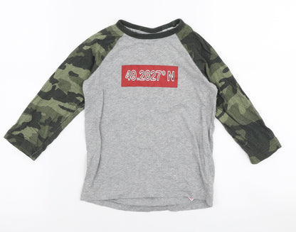 NEXT Girls Multicoloured Camouflage Cotton Jersey T-Shirt Size 3 Years Round Neck Pullover