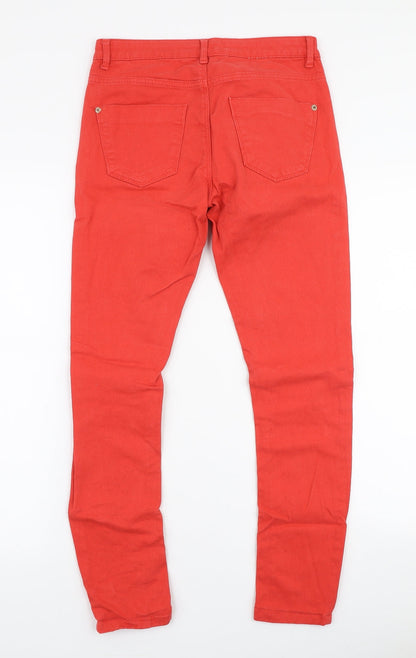 Topshop Womens Red  Cotton Skinny Jeans Size 28 in L28 in Slim Zip