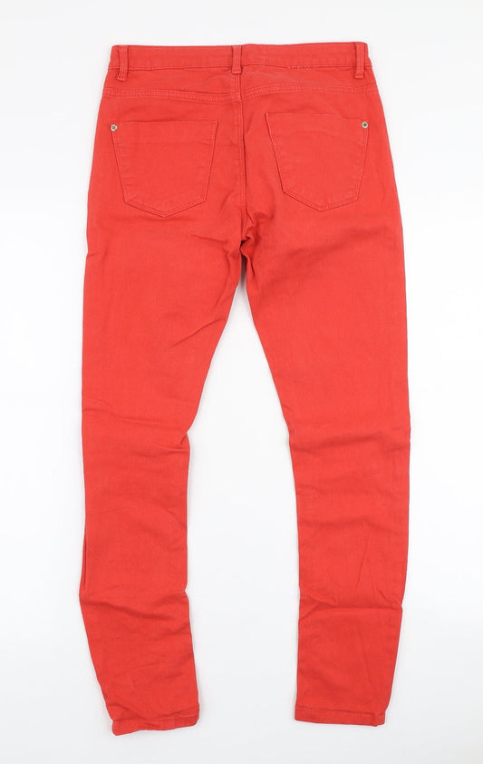 Topshop Womens Red  Cotton Skinny Jeans Size 28 in L28 in Slim Zip