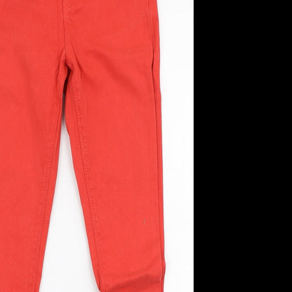 Topshop Womens Red  Cotton Skinny Jeans Size 28 in L28 in Slim Zip