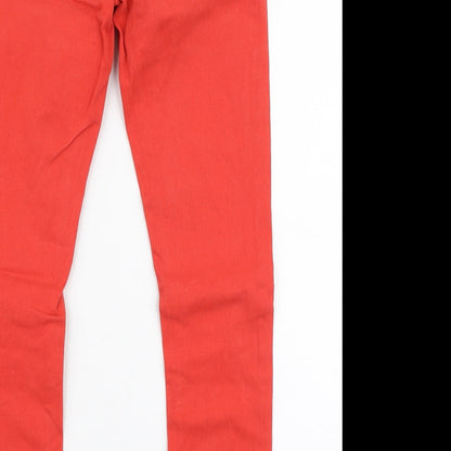 Topshop Womens Red  Cotton Skinny Jeans Size 28 in L28 in Slim Zip