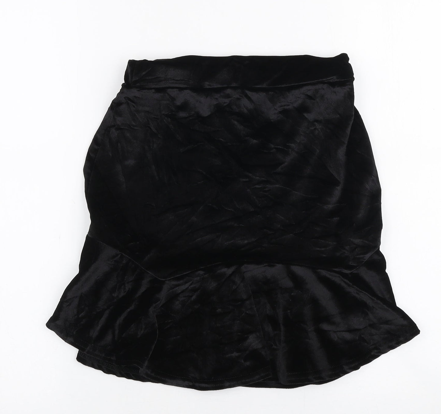 PRETTYLITTLETHING Womens Black  Polyester A-Line Skirt Size 8