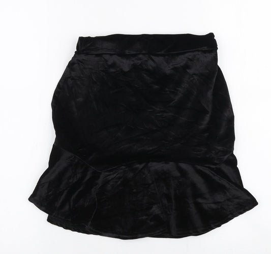 PRETTYLITTLETHING Womens Black  Polyester A-Line Skirt Size 8