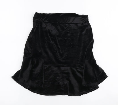 PRETTYLITTLETHING Womens Black  Polyester A-Line Skirt Size 8