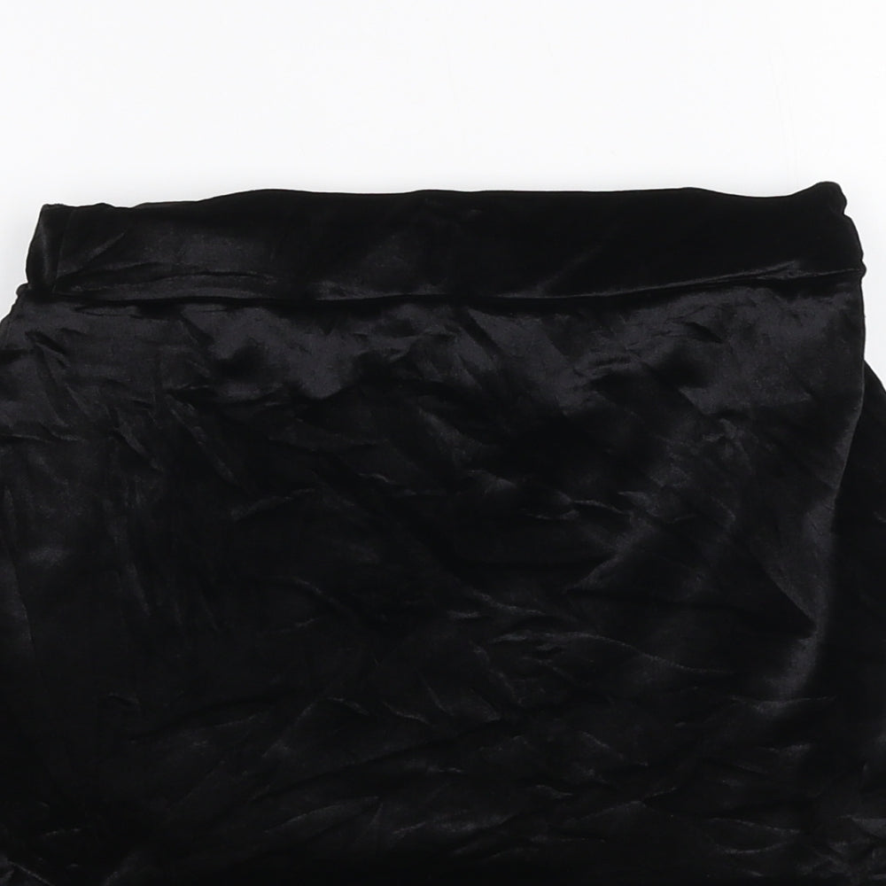 PRETTYLITTLETHING Womens Black  Polyester A-Line Skirt Size 8