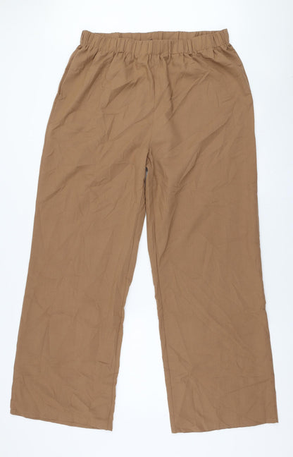 Zanzea Womens Brown  Polyester Trousers  Size 3XL L30 in Regular