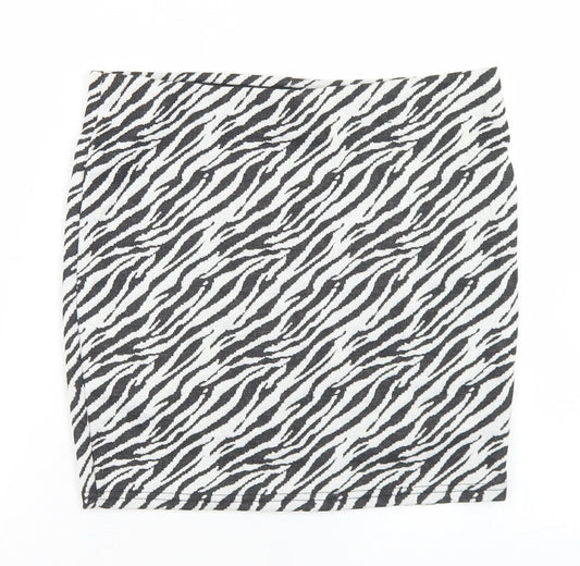Primark Womens White Animal Print Polyester Straight & Pencil Skirt Size 12