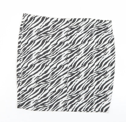 Primark Womens White Animal Print Polyester Straight & Pencil Skirt Size 12