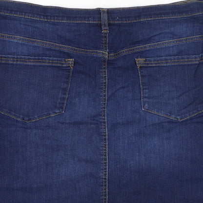 Monsoon Womens Blue  Cotton A-Line Skirt Size 38   Zip