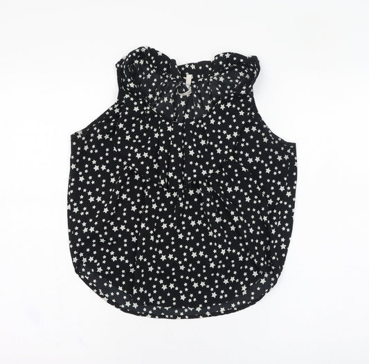 Influence  Womens Black  Polyester Basic Blouse Size 8 Round Neck - Star