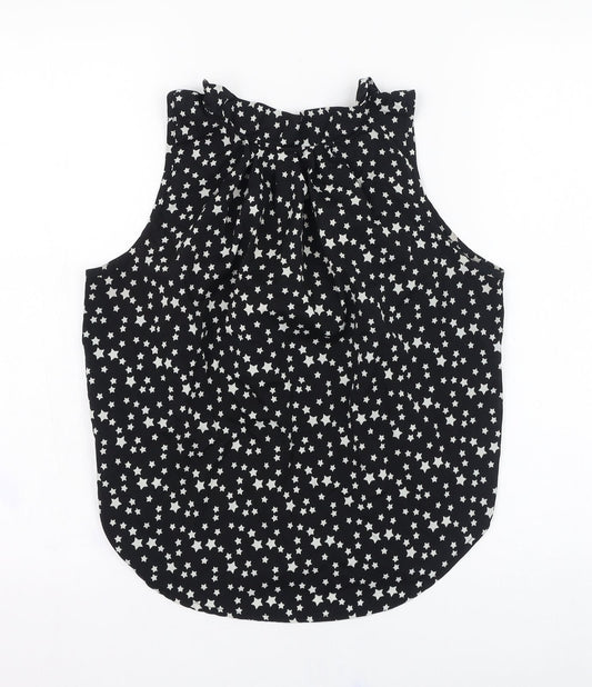 Influence  Womens Black  Polyester Basic Blouse Size 8 Round Neck - Star