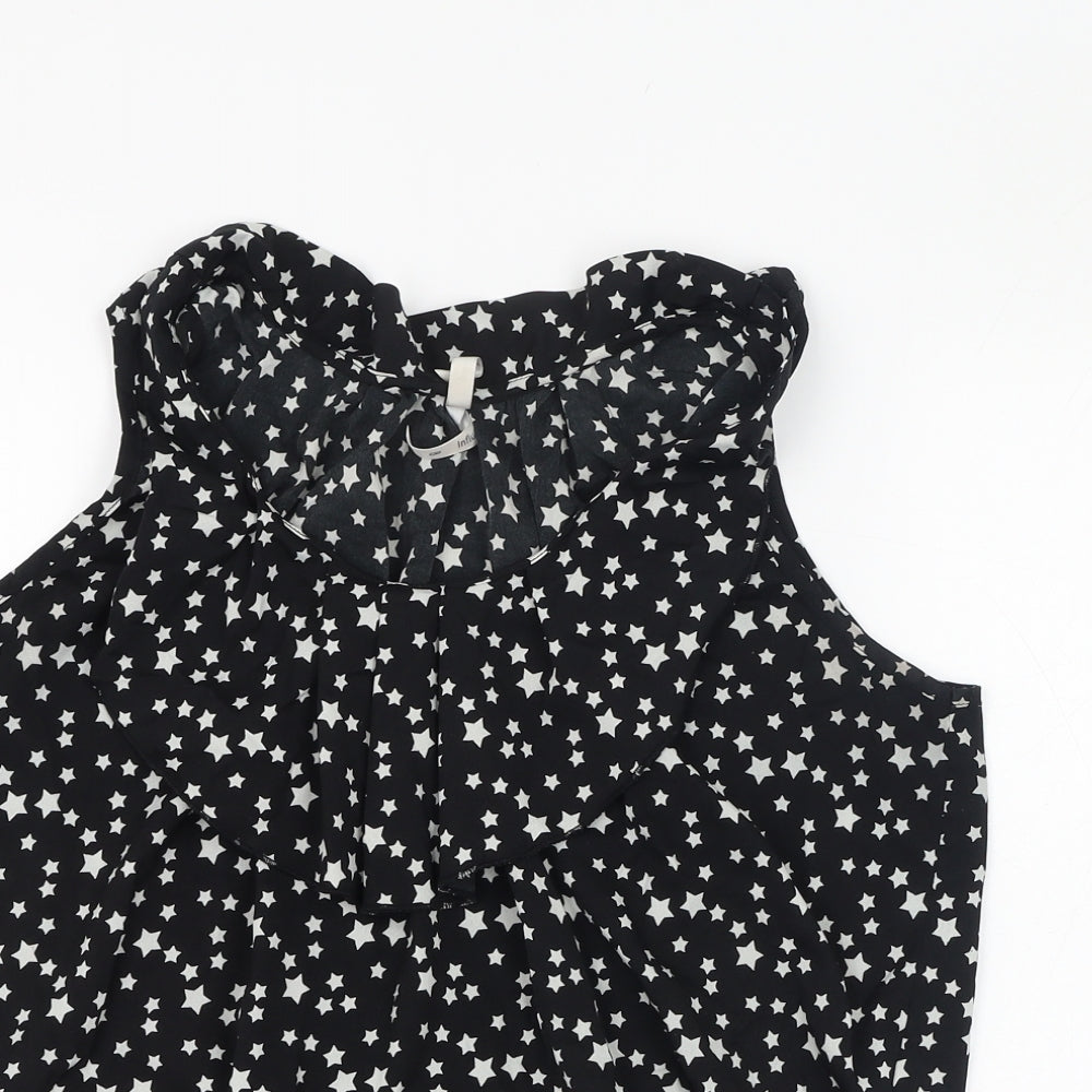 Influence  Womens Black  Polyester Basic Blouse Size 8 Round Neck - Star