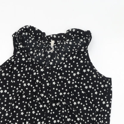 Influence  Womens Black  Polyester Basic Blouse Size 8 Round Neck - Star
