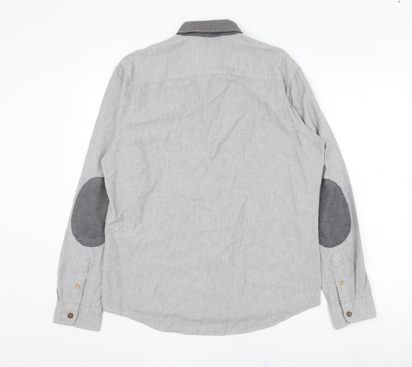 River Island Mens Grey  Cotton  Button-Up Size S Collared Button